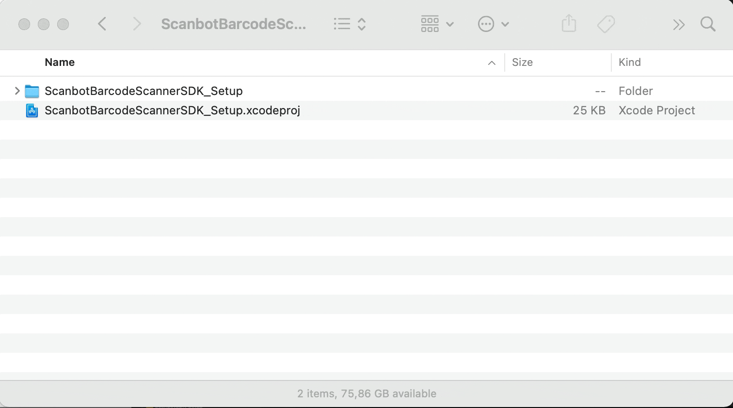 Copy ScanbotBarcodeScannerSDK folder into your apps project folder