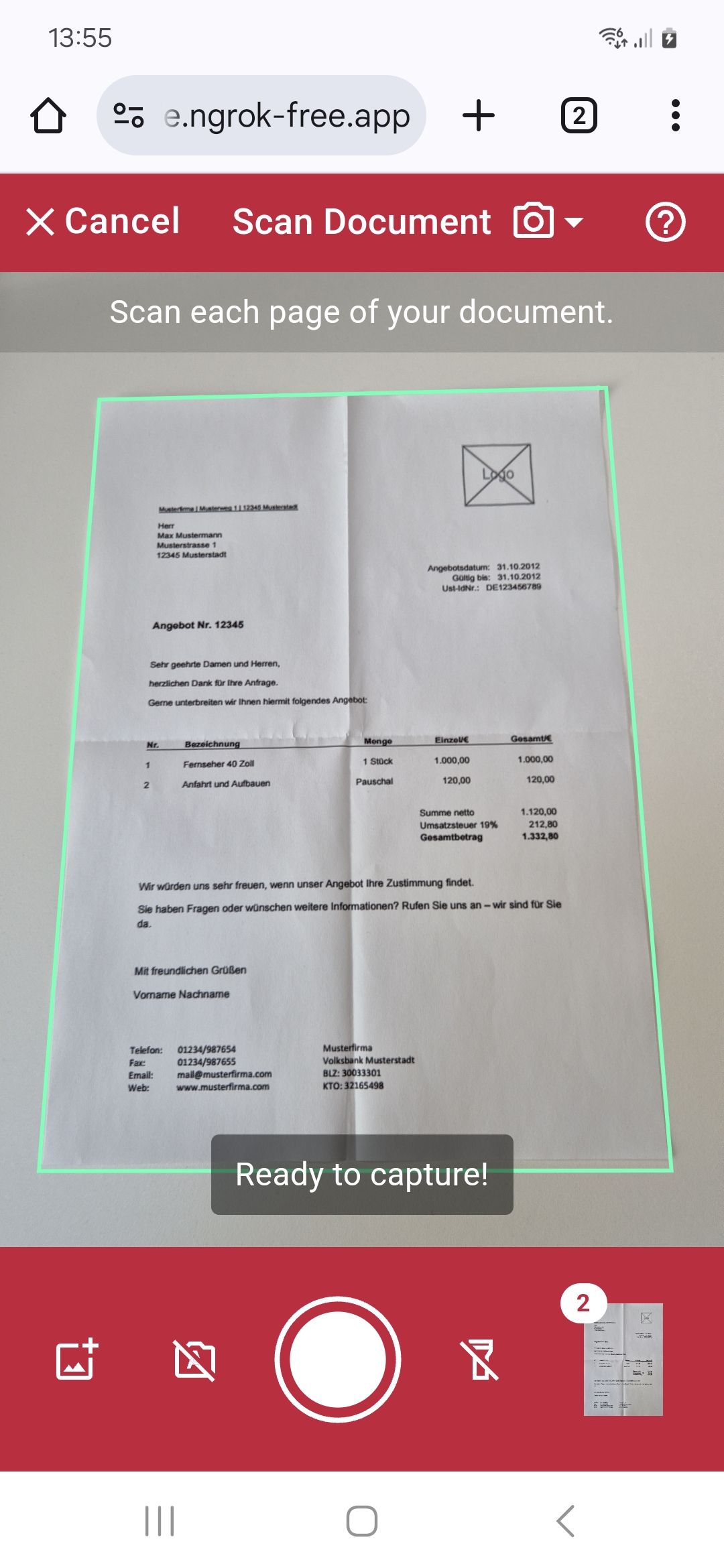 Ready to Use UI multi-page scanning screen