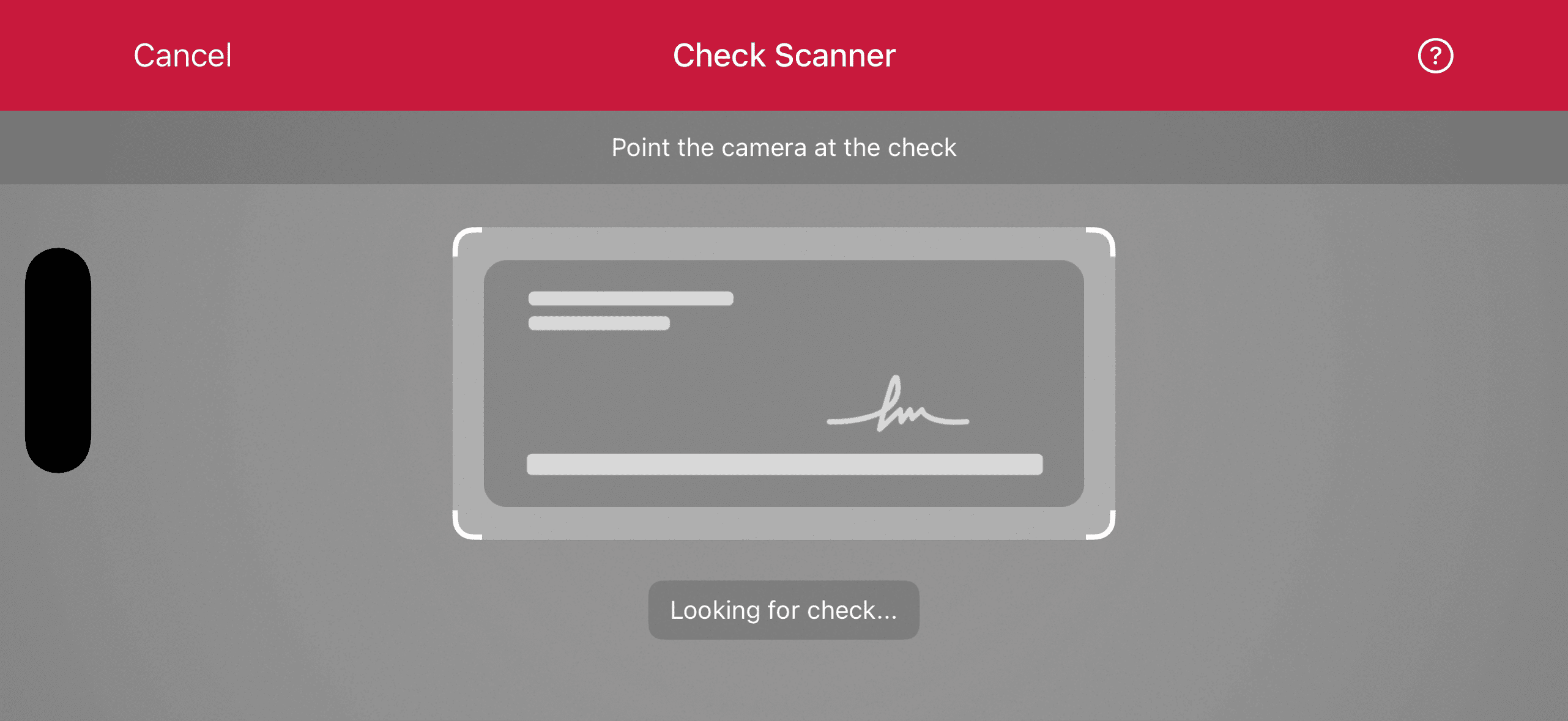 Check Scanner scanning screen in landscape orientation