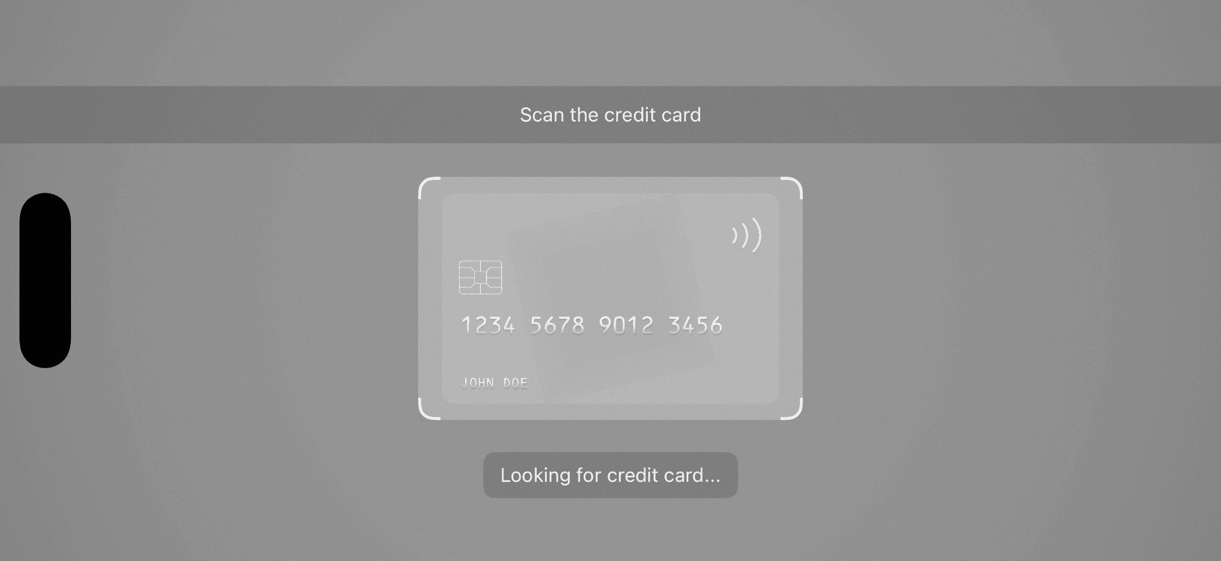 Credit Card Scanner clear top bar in landscape orientation