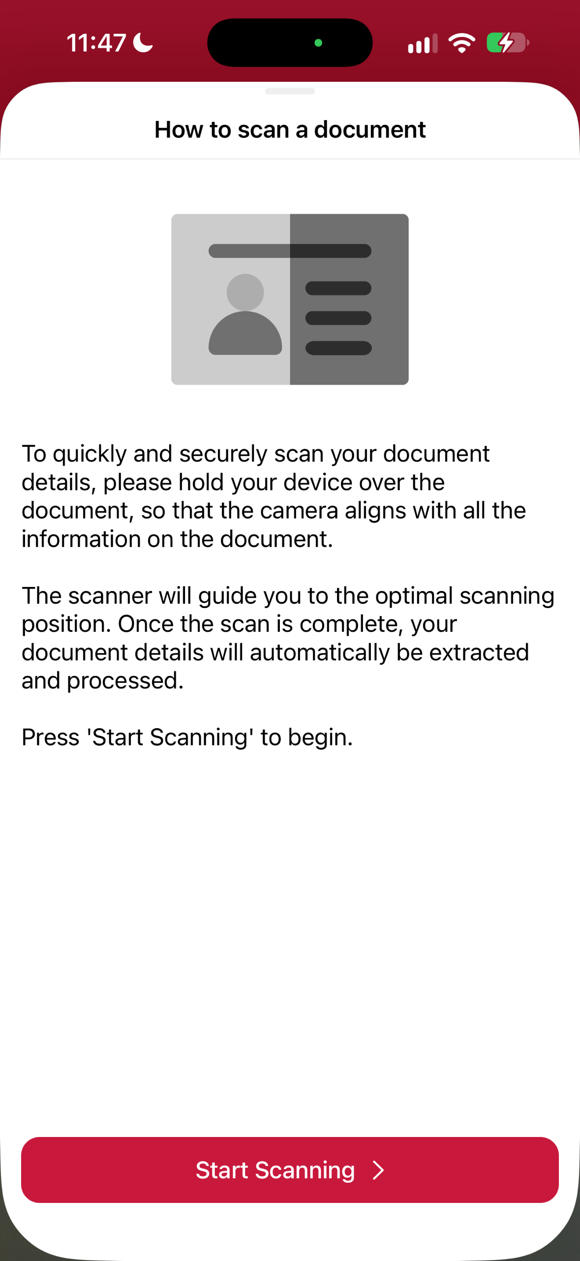 Document Data Extractor introduction screen in portrait orientation