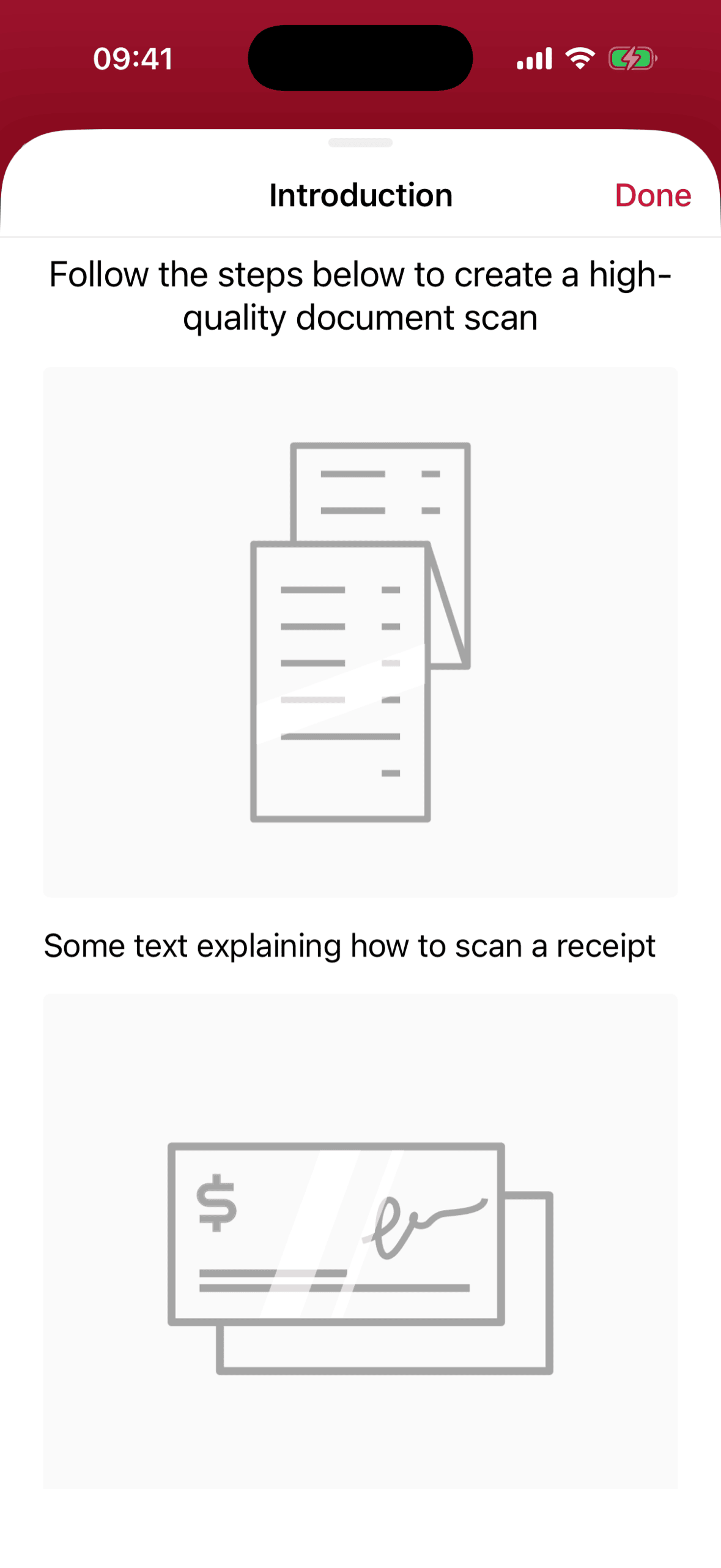 Document Scanner introduction screen in portrait orientation