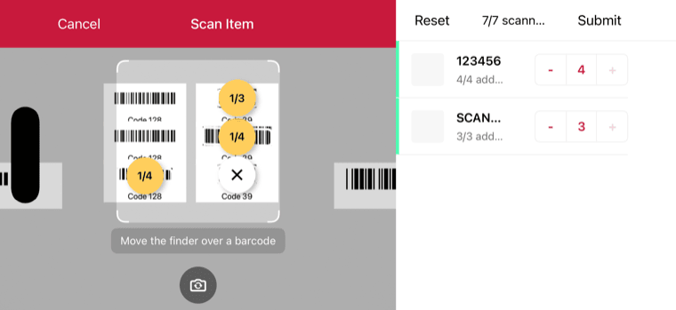 iOS Barcode Scanner Find & Pick mode in landscape orientation