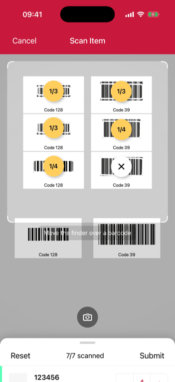 iOS Barcode Scanner Find & Pick mode in portrait orientation