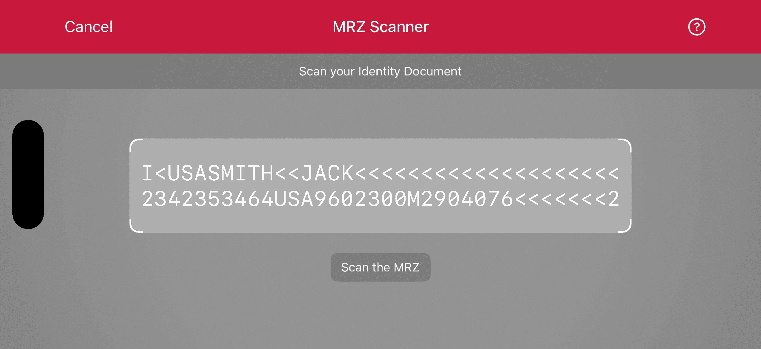 MRZ Scanner launched in landscape orientation