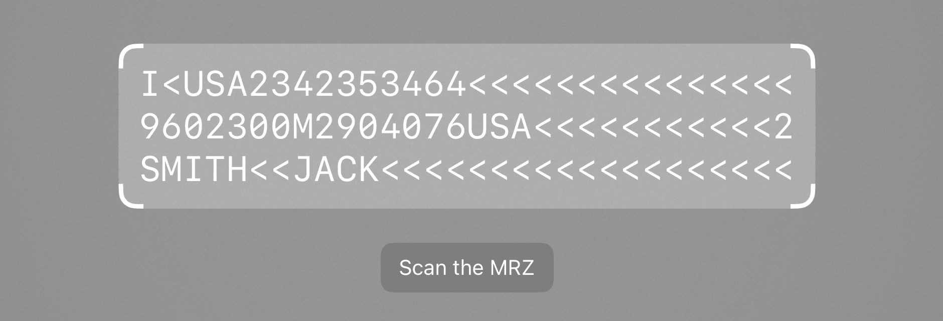 MRZ Scanner three-line MRZ finder in landscape orientation