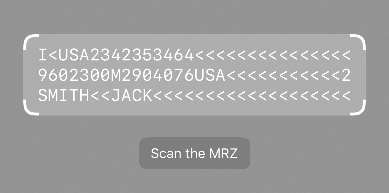 MRZ Scanner three-line MRZ finder in portrait orientation