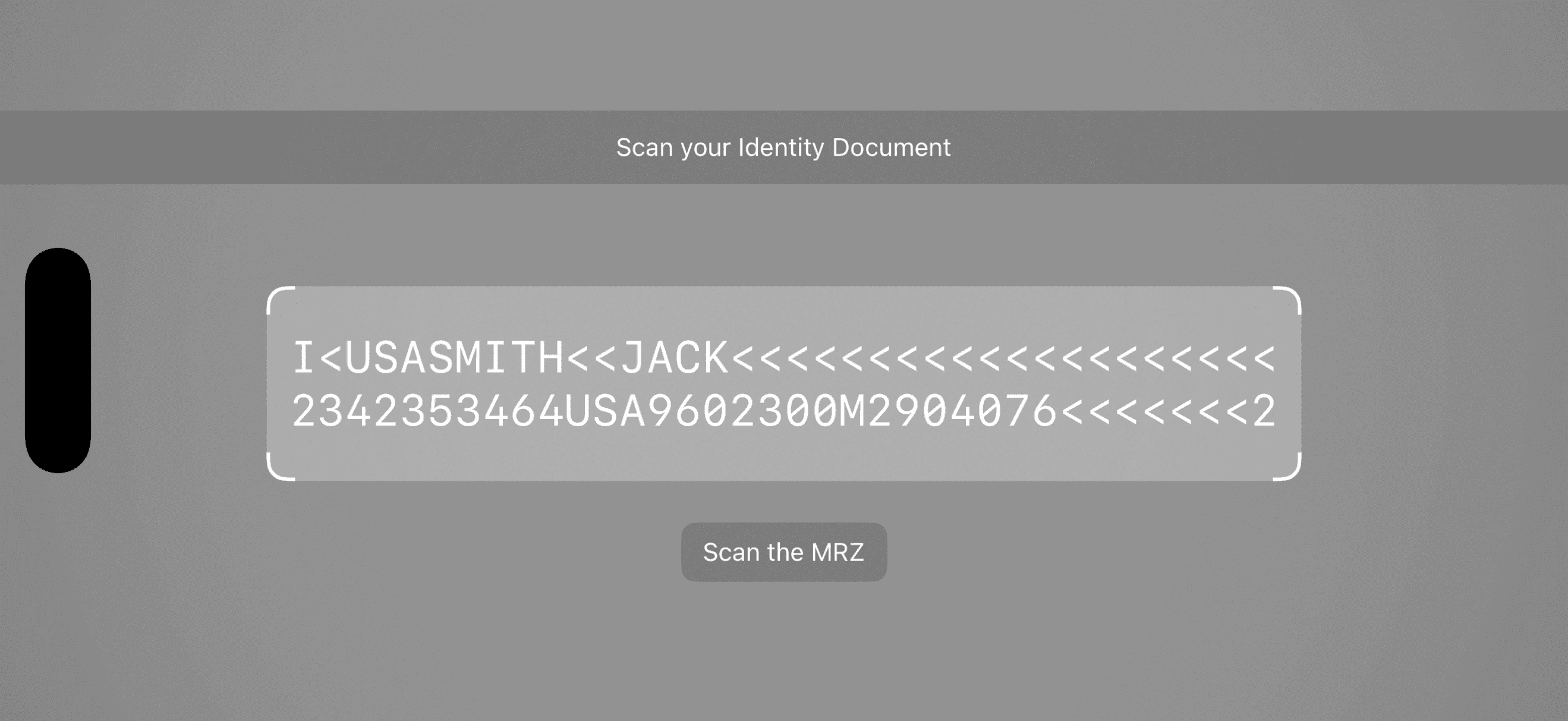 MRZ Scanner clear top bar in landscape orientation