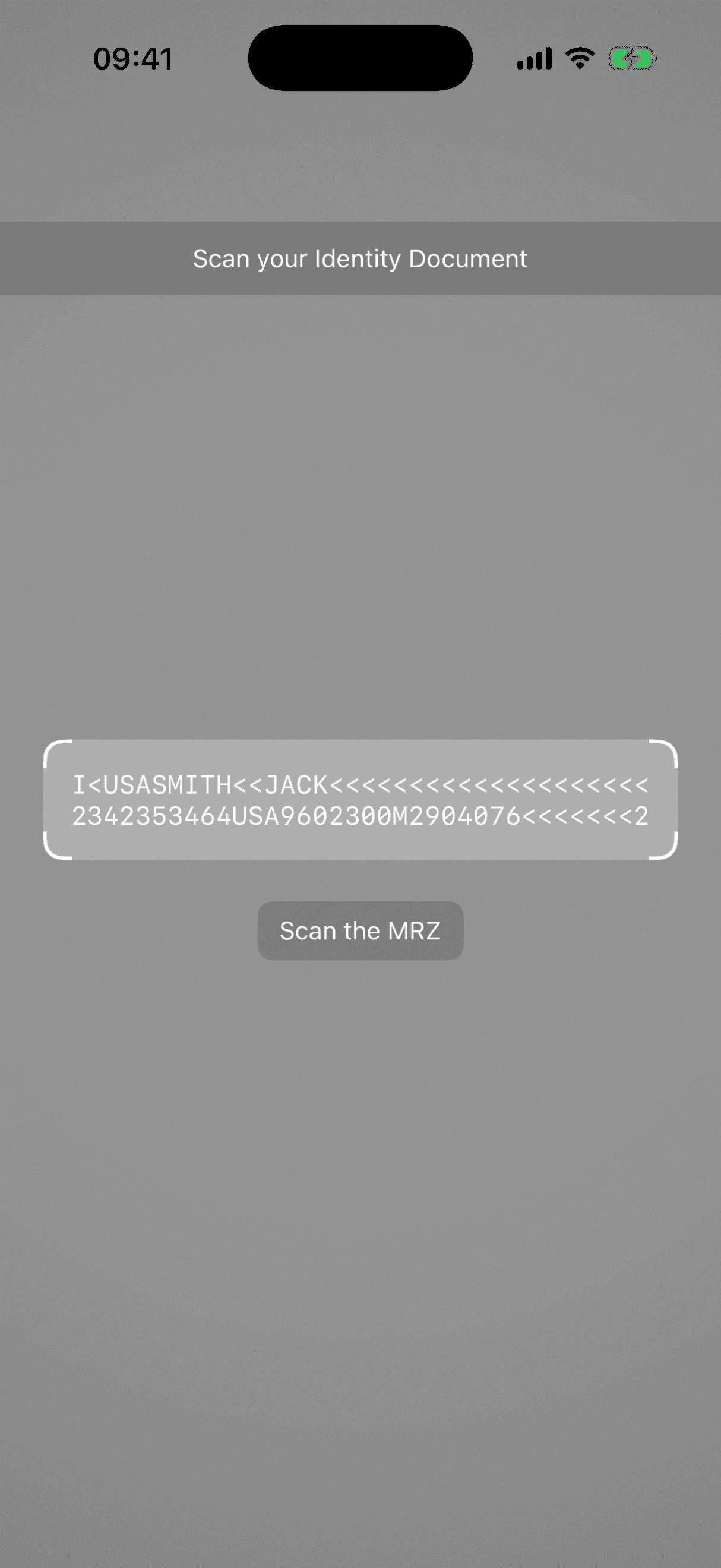 MRZ Scanner clear top bar in portrait orientation