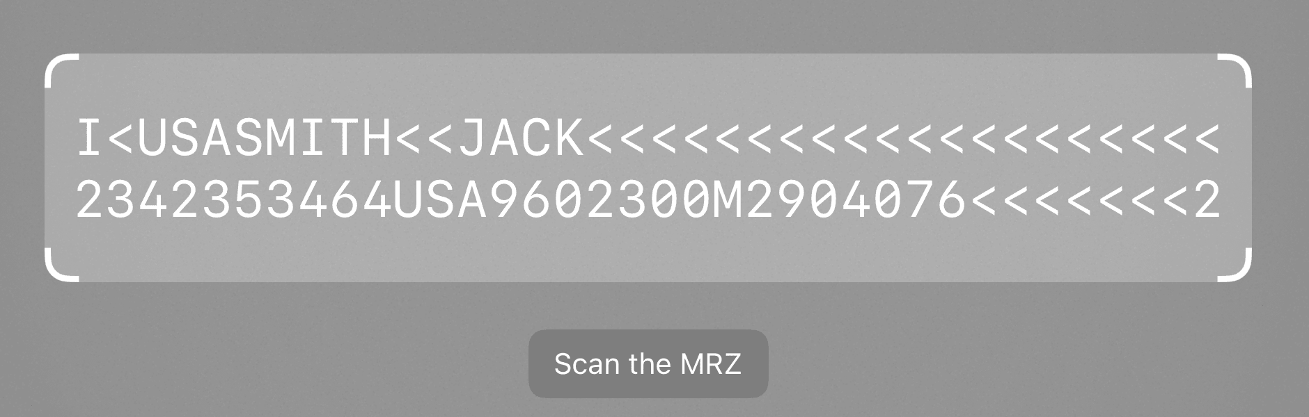 MRZ Scanner two-line MRZ finder in landscape orientation