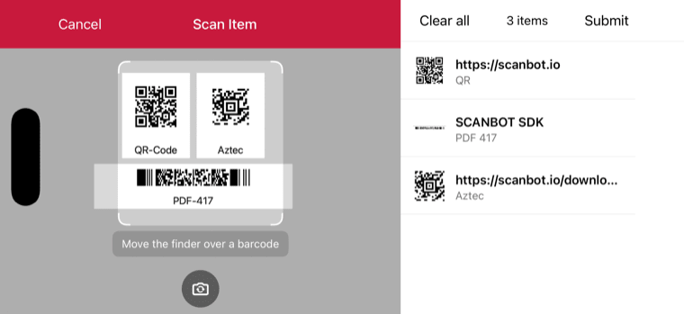 iOS Barcode Scanner multiple scan use case in landscape orientation