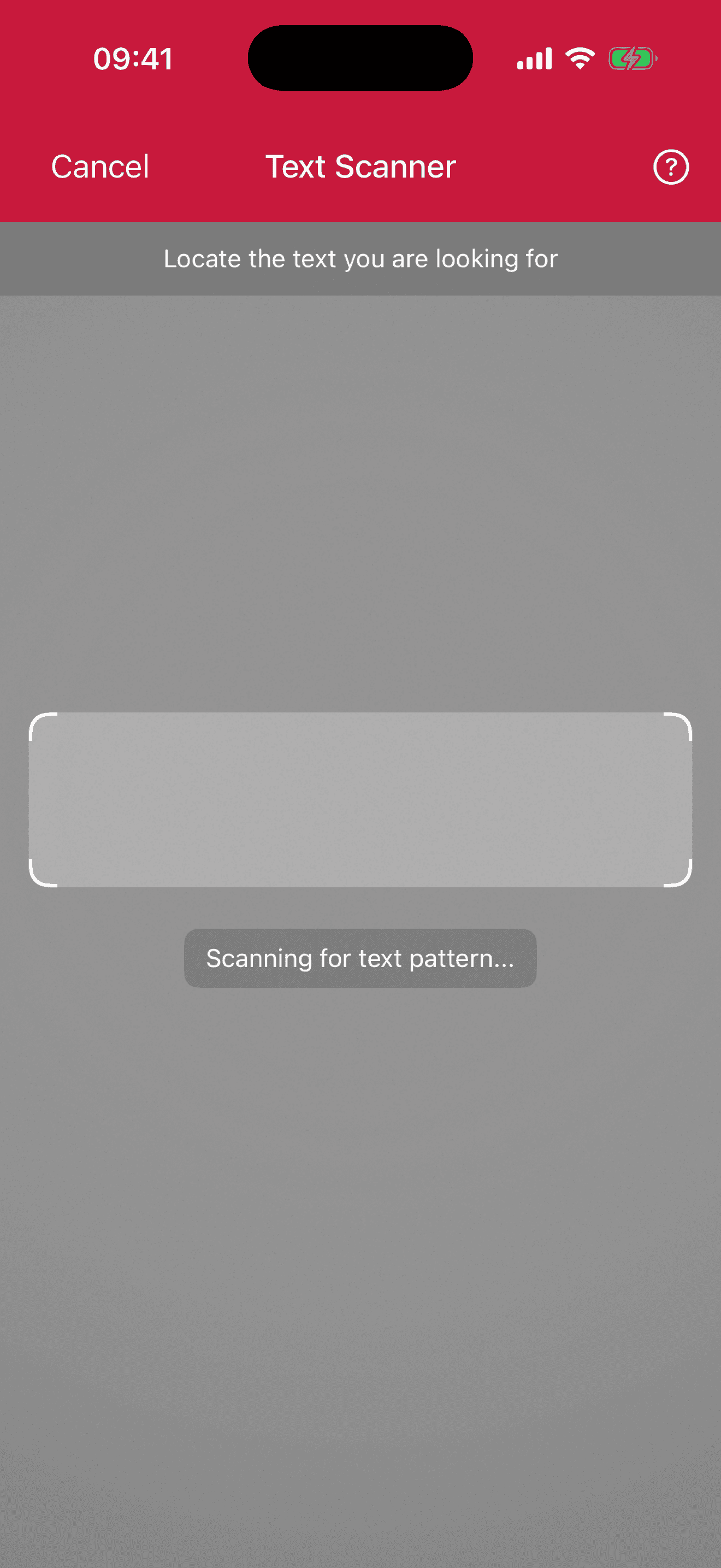 Text Pattern Scanner launched in portrait orientation
