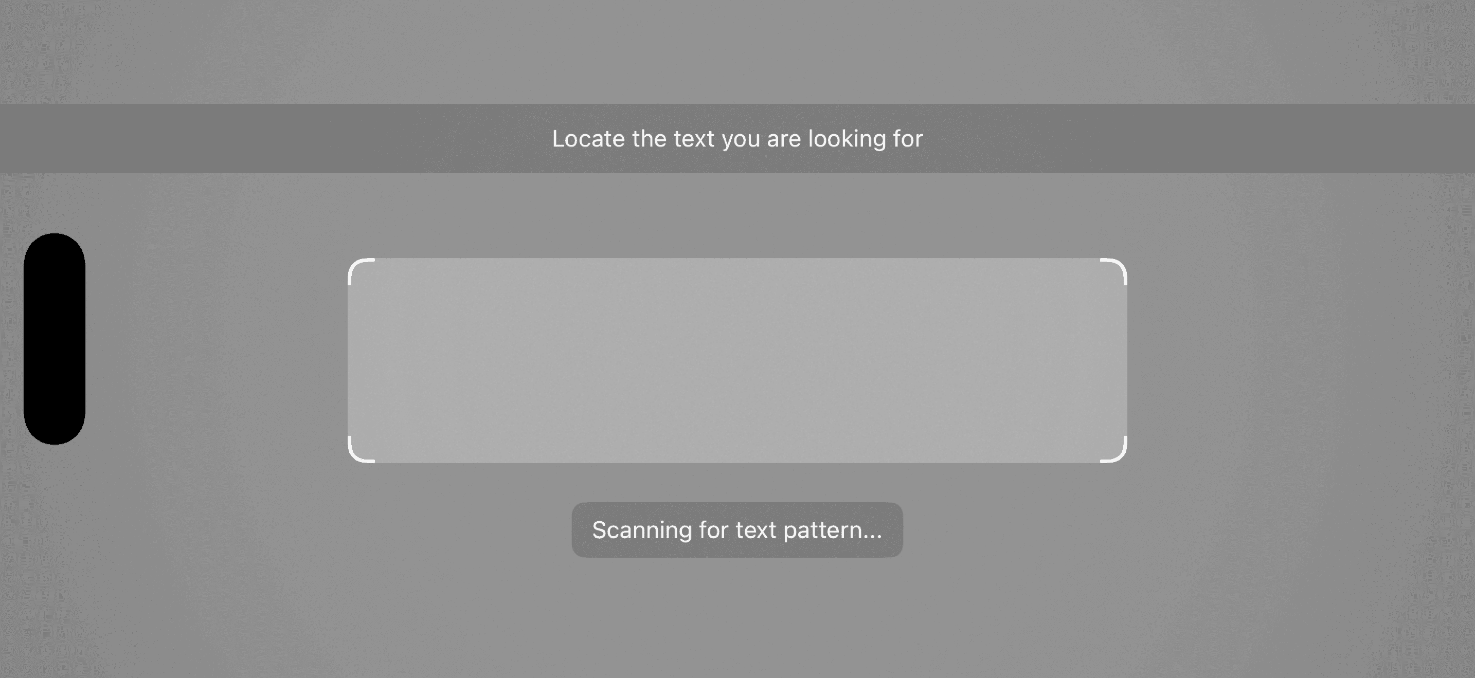 Text Pattern Scanner clear top bar in landscape orientation