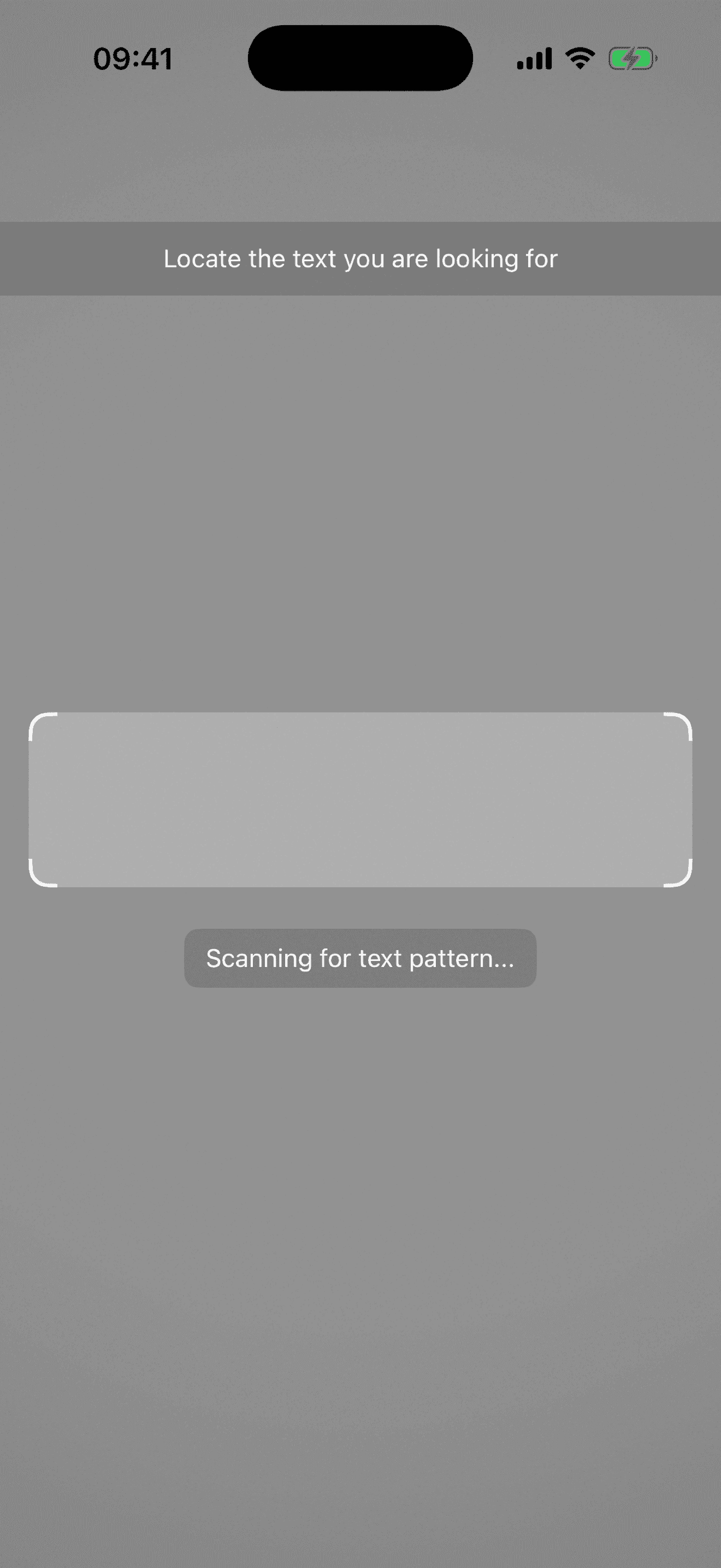 Text Pattern Scanner clear top bar in portrait orientation
