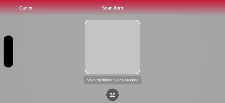 iOS Barcode Scanner RTU UI top bar with a color gradient in landscape orientation