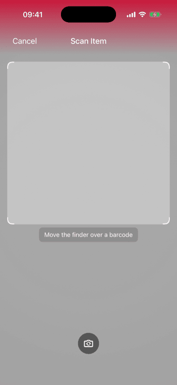 iOS Barcode Scanner RTU UI top bar with a color gradient in portrait orientation