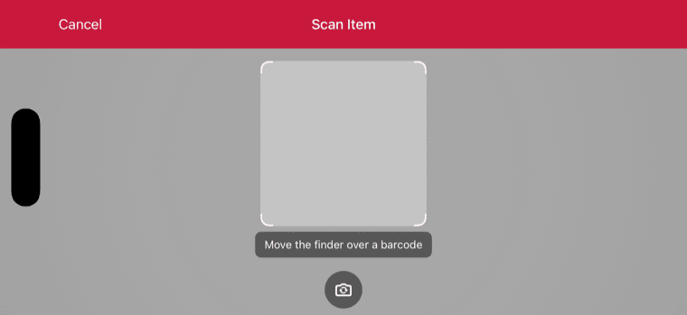iOS Barcode Scanner RTU UI user guidance component in landscape orientation