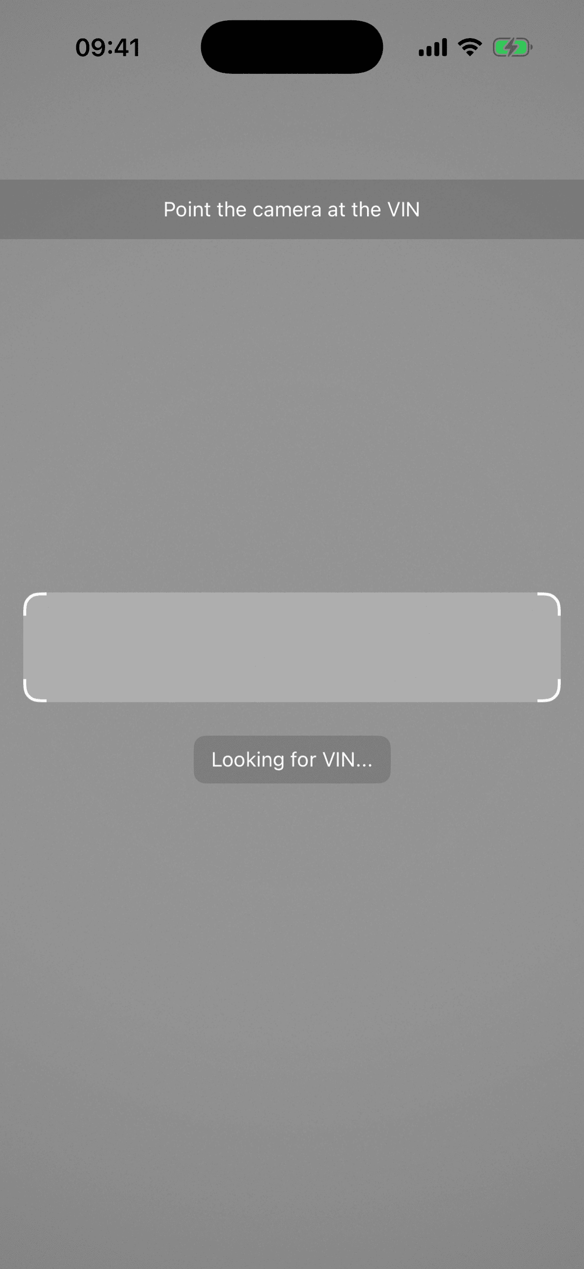 VIN Scanner clear top bar in portrait orientation